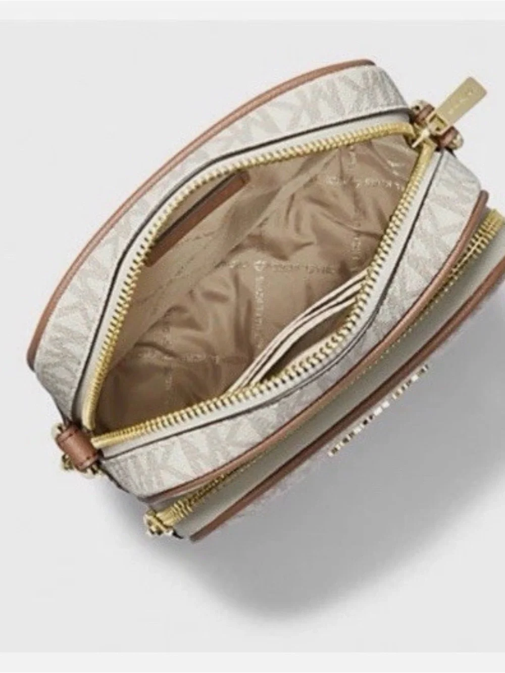 Michael Kors Cream Logo Mini Backpack with Tan Trim